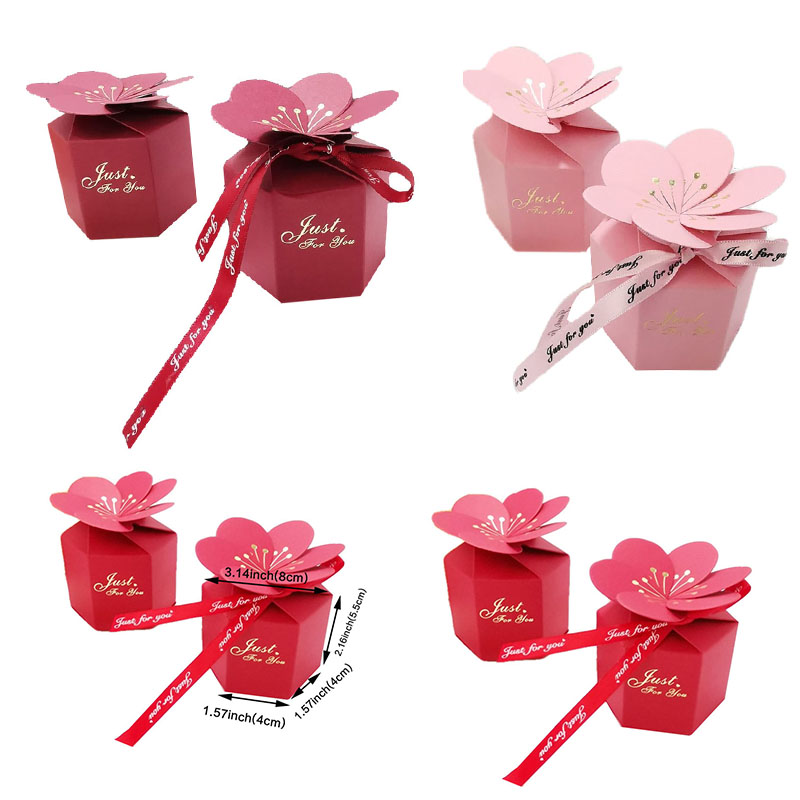 Wedding Supply List - 20/30/50個ウェディング花びらキャンディボックスチョコレート包装紙ギフトボックス結婚式の好意ゲストのためのベビーシャワーの誕生日パーティーの装飾