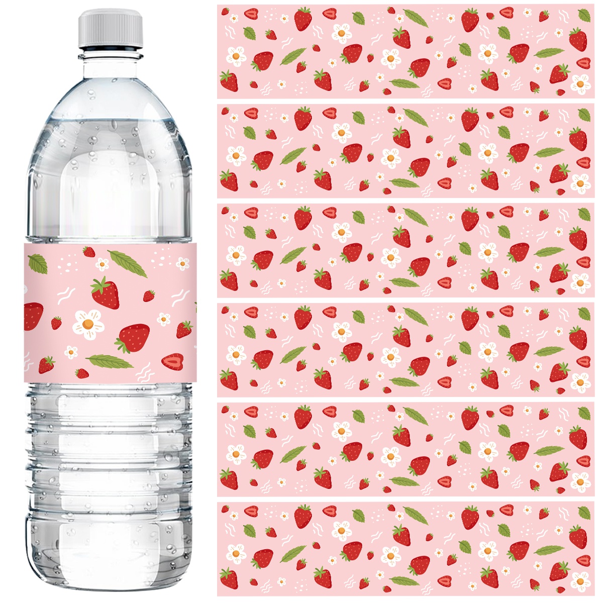 Wedding Water Supply - 10 個のイチゴウォーターボトルラベルピンクテーマステッカー誕生日パーティーの装飾ハッピーウェディングパーティー用品