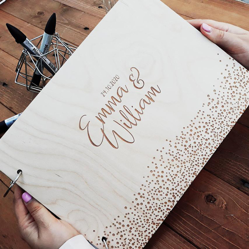 Wedding Supply List - パーソナライズされた結婚式のゲストブックカスタムウッドゲストブック婚約記念日ギフトウェディングサインブック