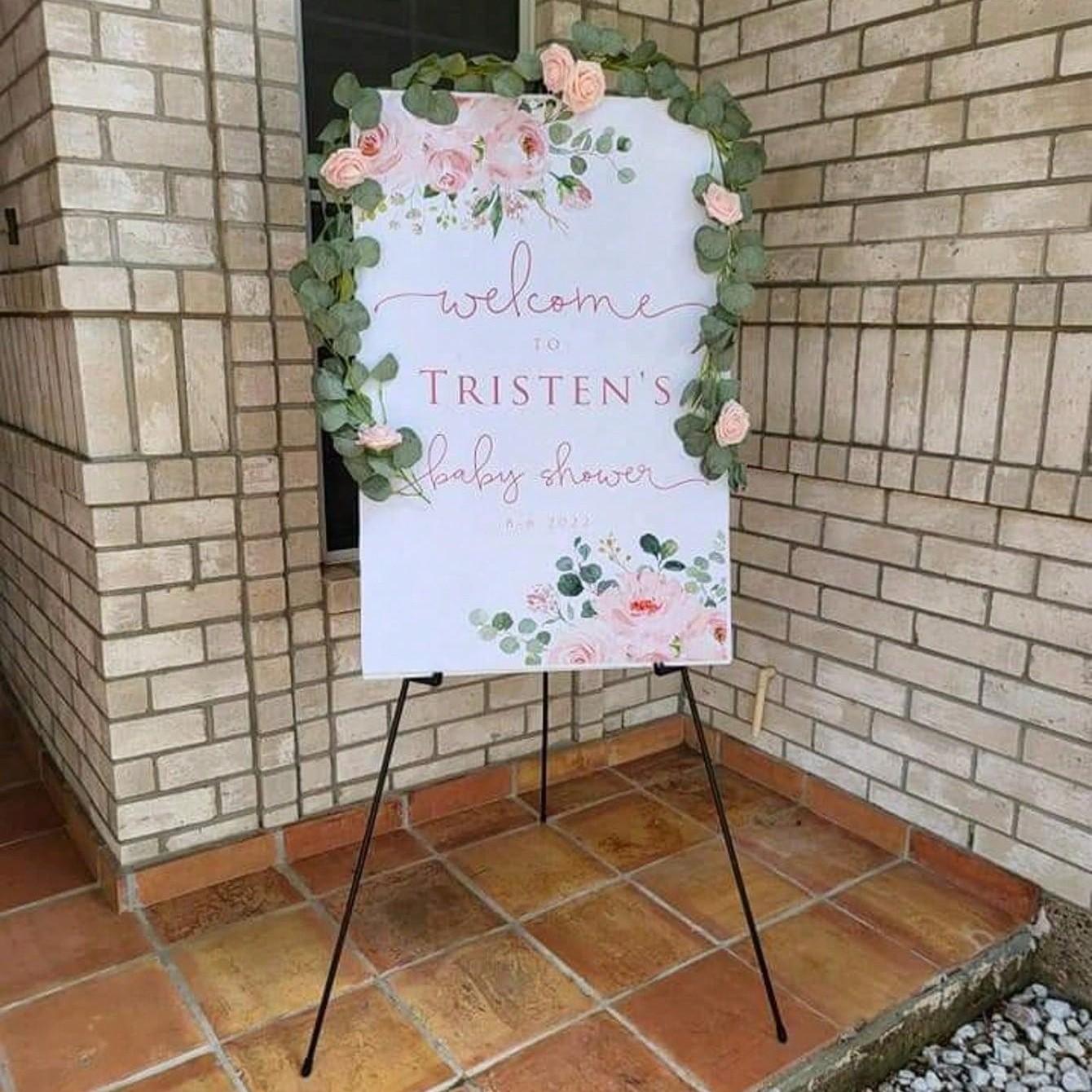 Wedding Ceremony Supply - 66インチ折りたたみ式ポータブルディスプレイスタンド、折りたたみ式バナーポスターサインスタンド、多機能背景スタンド、結婚式、婚約パーティー、卒業パーティー、結婚式の記念品、結婚式用品、大人のパーティーデコレーションに最適