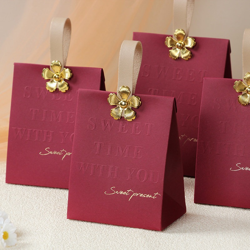 Wedding Supply Wholesale - 20/50 個プレミアムワインレッドギフトボックス結婚式手持ち包装袋キャンディーボックスパーティー記念品用品卸売