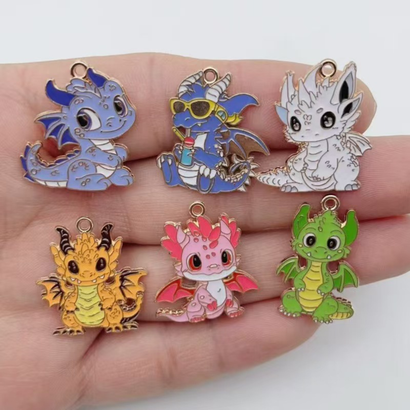 Wedding Yes - 10 個パーソナライズされたリトルフライングドラゴン DIY 漫画ドリップオイルジュエリーアクセサリーシングルハンギングかわいいペンダントイヤリングネックレス K