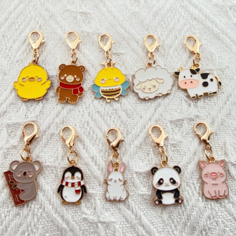 10個入り合金製ドリップオイル漫画動物キーホルダー、バッグ吊 - Wedding Yes のレビューと価格