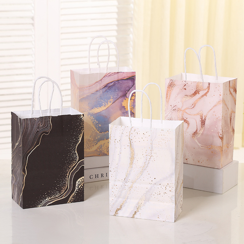 クラフト紙ギフトバッグ,大理石のデザイン,ハンドル付き,誕生 - Wedding Supply List のレビューと価格