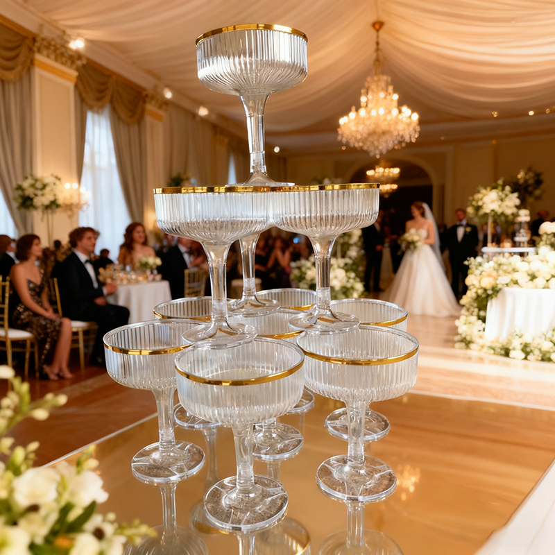 4～6段アクリルシャンパンタワー、プラスチック製シャンパンフ - Champagne Tower Set のレビューと価格