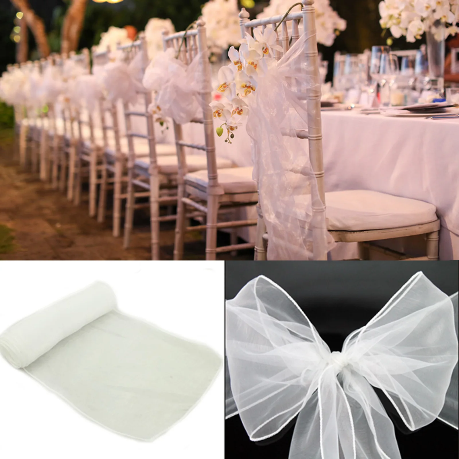 卸売 10/50 パックオーガンザ宴会椅子サッシュサッシュ蝶 - Wedding Supply Wholesale のレビューと価格