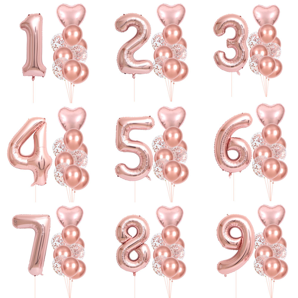 40インチ 0-9 ローズゴールド数字バルーンセット 誕生日 - Wedding Ceremony Supply のレビューと価格
