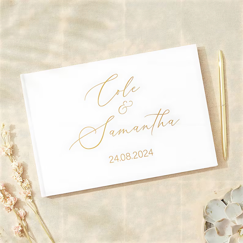 結婚祝い用のパーソナライズされたゲストブック ホワイトノーブ - Wedding Supply List のレビューと価格