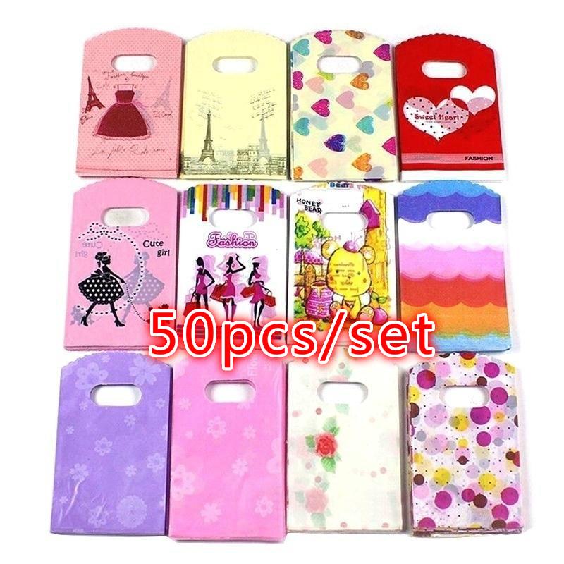 混合パターンプラスチックギフトバッグ 50 個耐久性のある結 - Wedding Supply List のレビューと価格