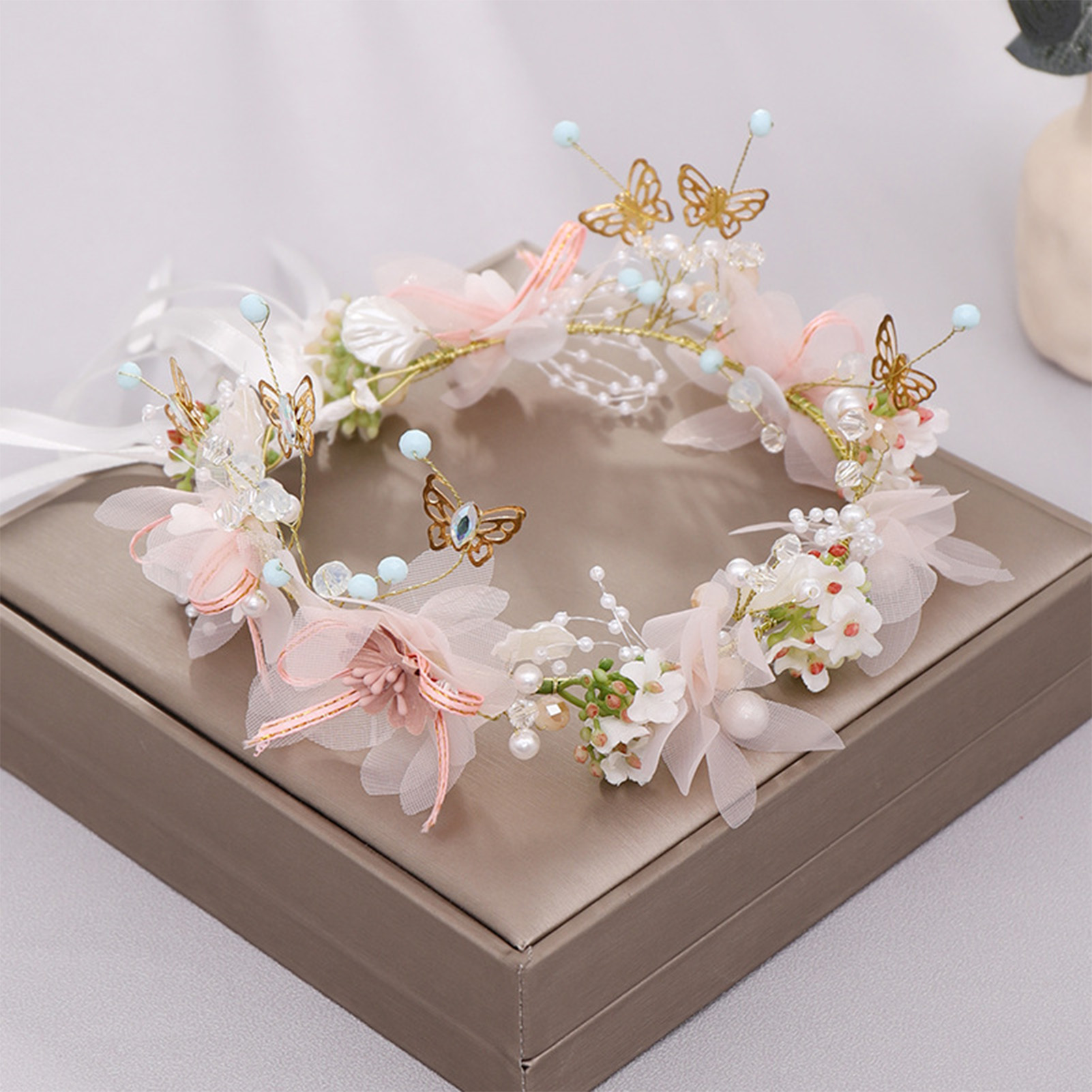 女性女の子フラワーヘッドバンド花嫁蝶花冠ヘアバンドヘアアクセ - Wedding Supply List のレビューと価格
