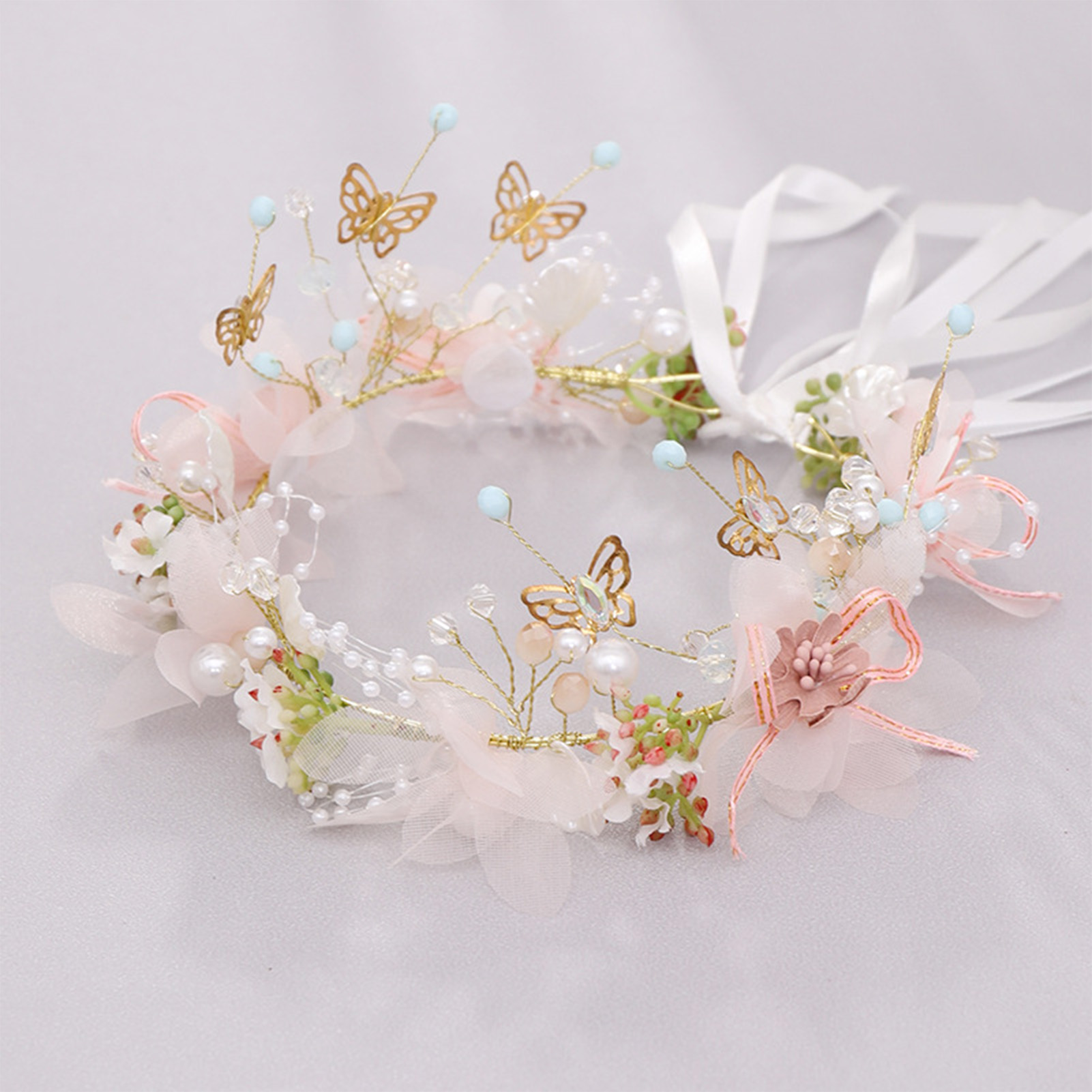 女性女の子フラワーヘッドバンド花嫁蝶花冠ヘアバンドヘアアクセ - Wedding Supply List のレビューと価格