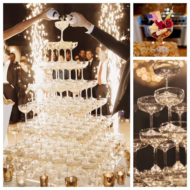 5/7/8段シャンパンタワーグラス 5オンス クリアプラスチ - Champagne Tower Set のレビューと価格