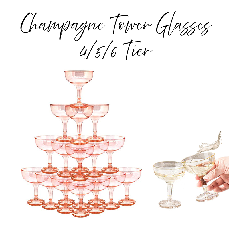 4～6段アクリルシャンパンタワー、プラスチック製クーペグラス - Champagne Tower Set のレビューと価格