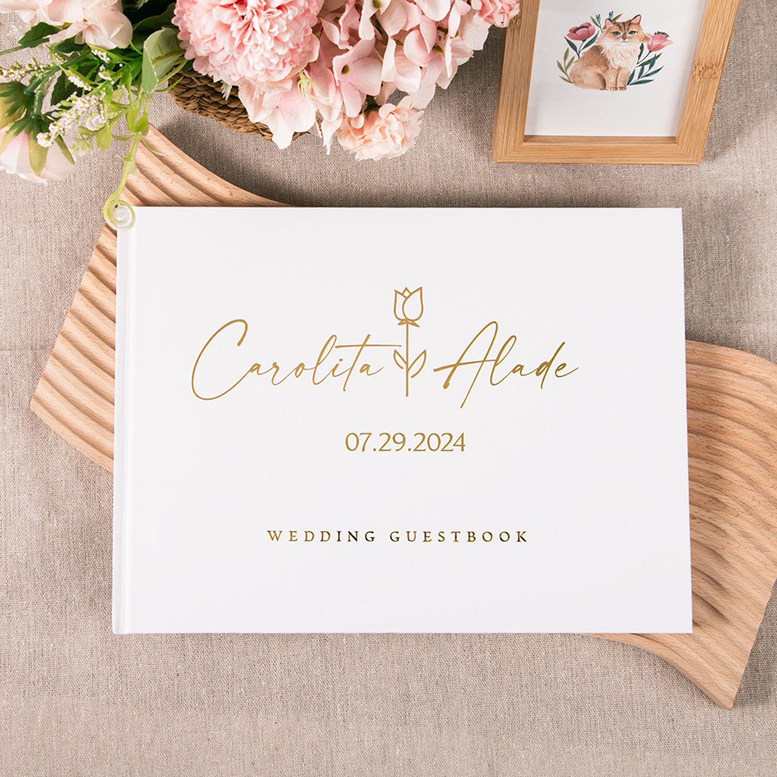 カスタム結婚式のゲストブック パーソナライズされたゲストブッ - Wedding Supply List のレビューと価格